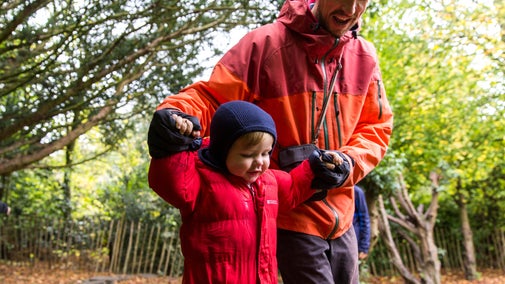 Visitors playing in the play area at Nunnington Hall, North Yorkshire